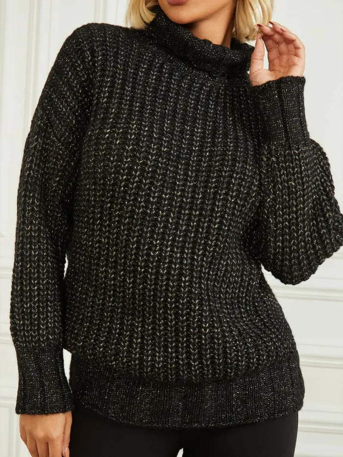 Women Tops GUESS Promise WoolBlend Sweater Jet Black Multi Women Tops GUESS Promise WoolBlend Sweater Jet Black Multi