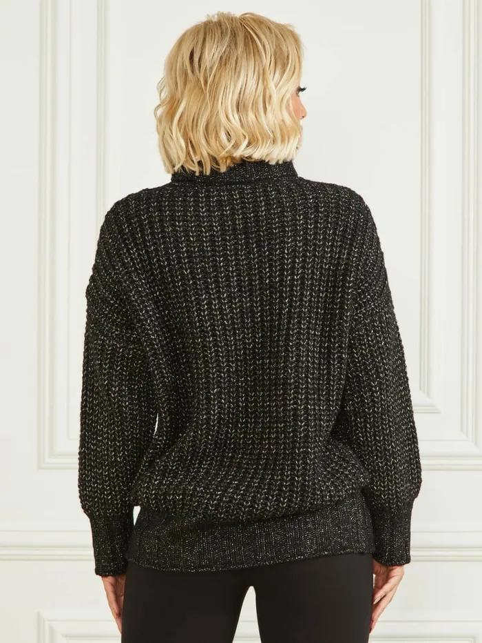 Women Tops GUESS Promise WoolBlend Sweater Jet Black Multi Women Tops GUESS Promise WoolBlend Sweater Jet Black Multi