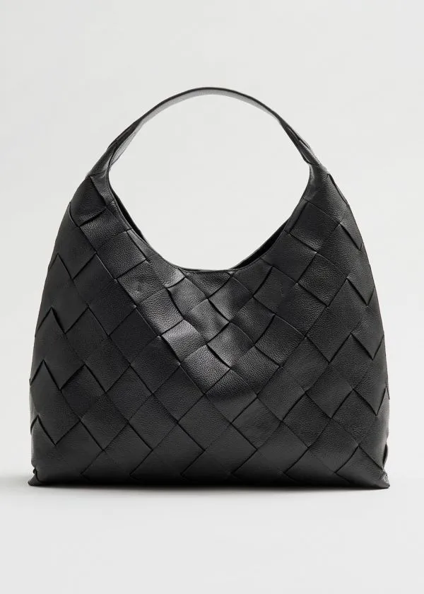 Women Tote Bags and Other Stories Braided Leather Tote Bag Black