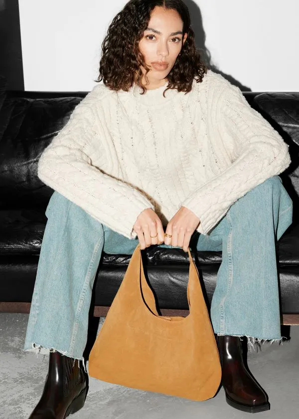 Women Tote Bags and Other Stories Classic Suede Tote Bag Yellow