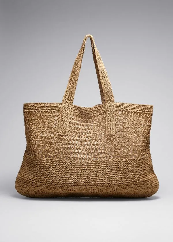 Women Tote Bags and Other Stories Large CrochetStraw Tote Straw