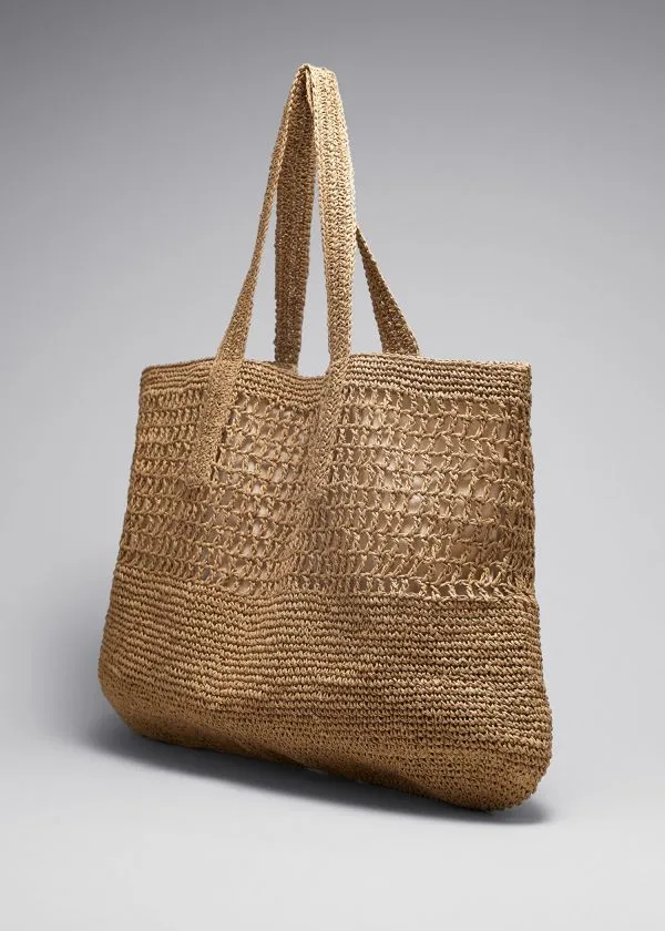 Women Tote Bags and Other Stories Large CrochetStraw Tote Straw