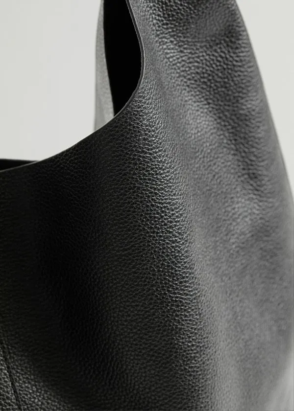 Women Tote Bags and Other Stories Large Leather Tote Bag Black