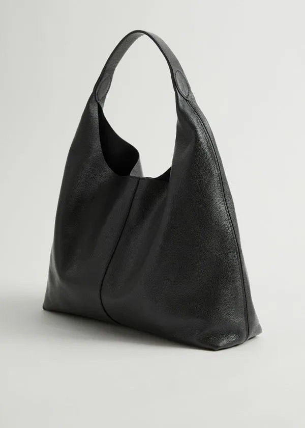 Women Tote Bags and Other Stories Large Leather Tote Bag Black