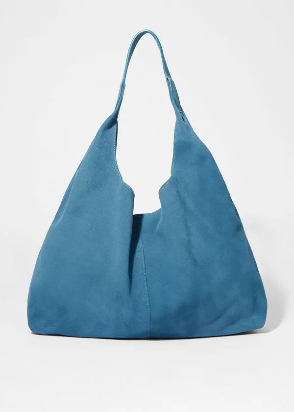 Women Tote Bags and Other Stories Large Suede Tote Bag Blue Suede