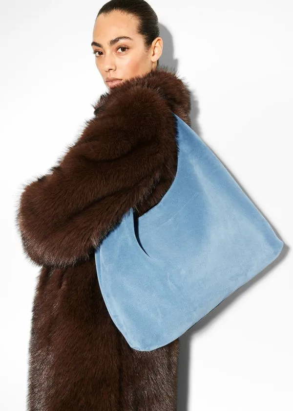 Women Tote Bags and Other Stories Large Suede Tote Bag Blue Suede