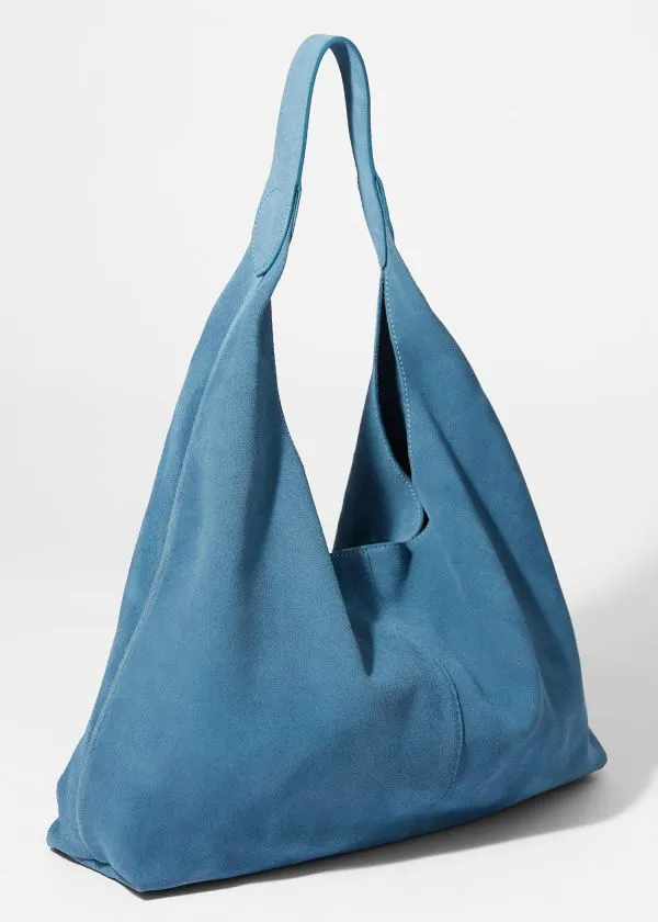 Women Tote Bags and Other Stories Large Suede Tote Bag Blue Suede