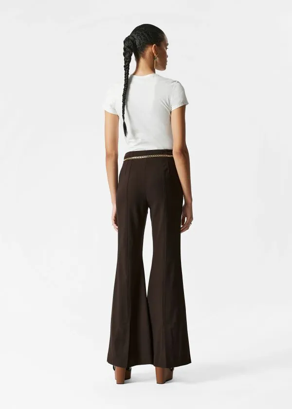 Women Trousers and Other Stories Flared PressCrease Trousers Dark Brown