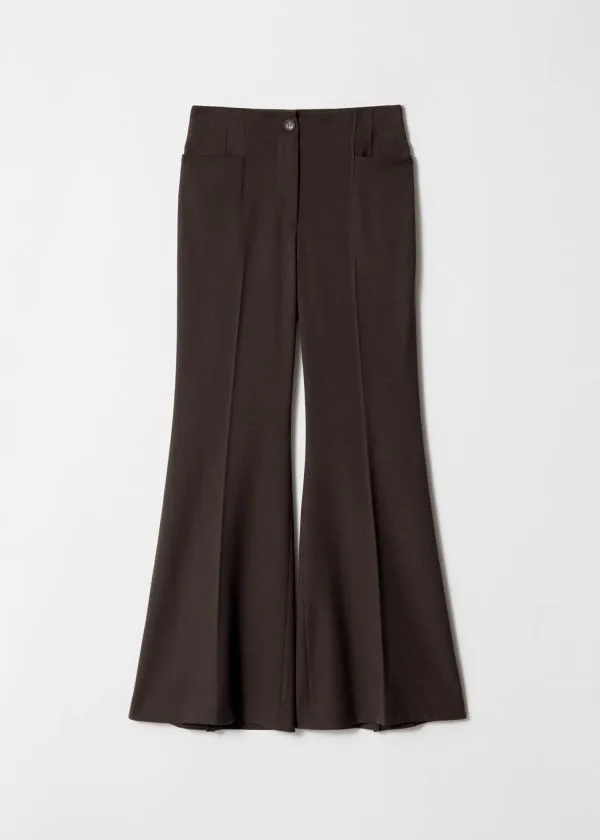 Women Trousers and Other Stories Flared PressCrease Trousers Dark Brown