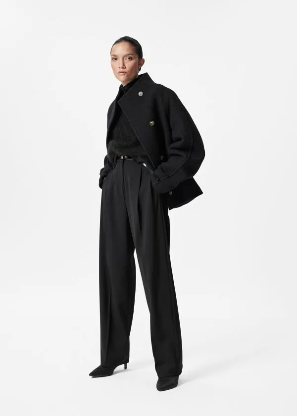 Women Trousers and Other Stories StraightLeg PressCrease Trousers Black
