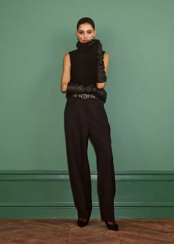 Women Trousers and Other Stories StraightLeg PressCrease Trousers Black