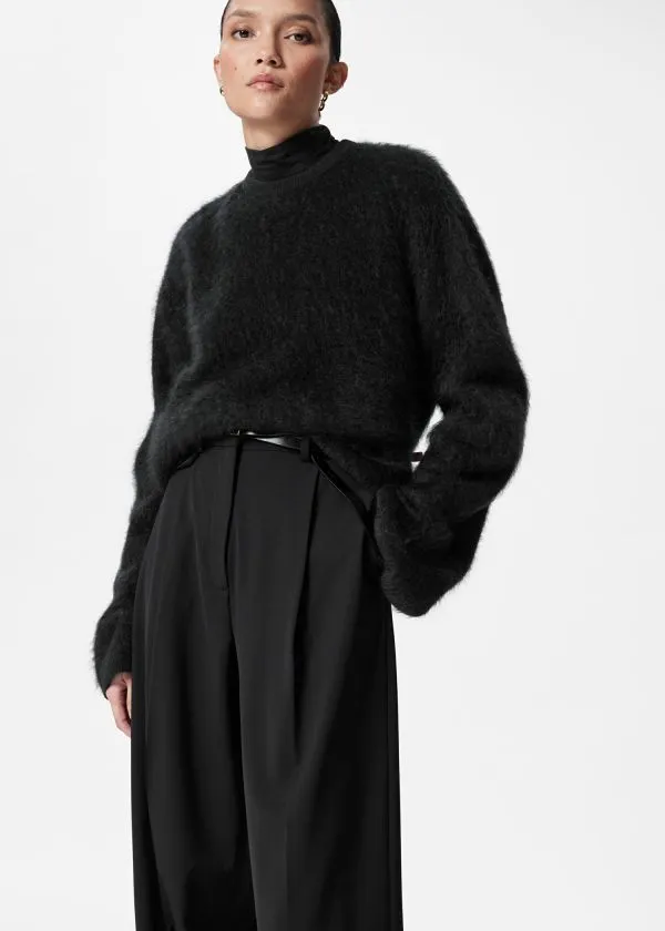 Women Trousers and Other Stories StraightLeg PressCrease Trousers Black