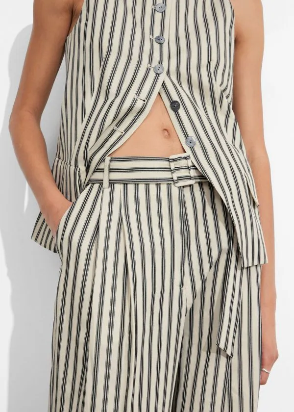 Women Trousers and Other Stories Striped Tailored Trousers Beigeandblack Stripes