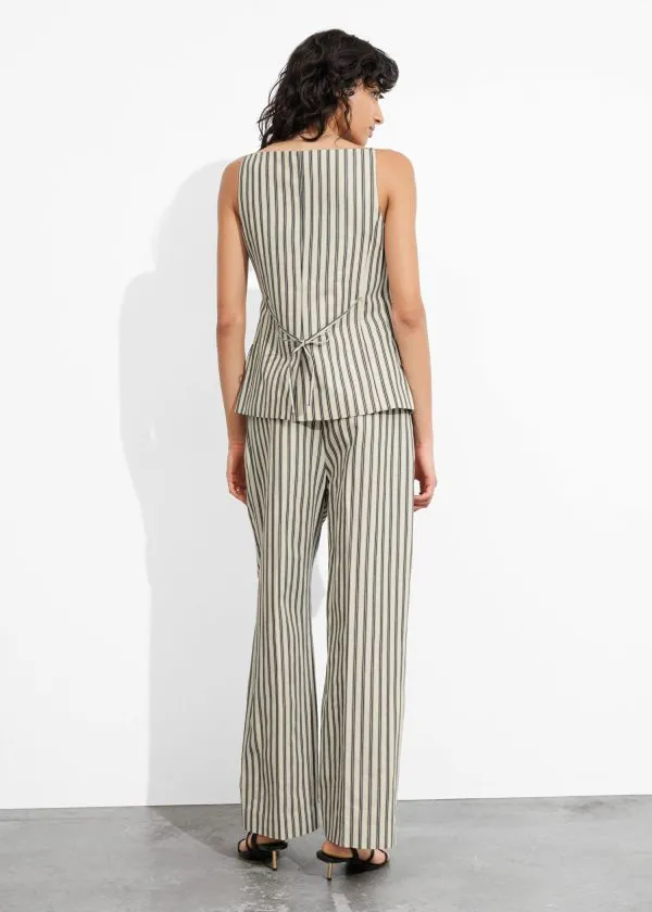 Women Trousers and Other Stories Striped Tailored Trousers Beigeandblack Stripes