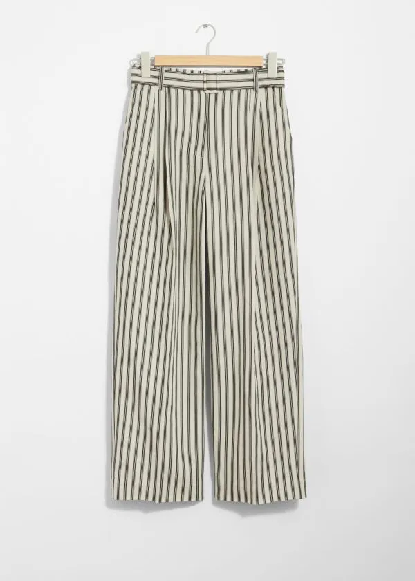 Women Trousers and Other Stories Striped Tailored Trousers Beigeandblack Stripes