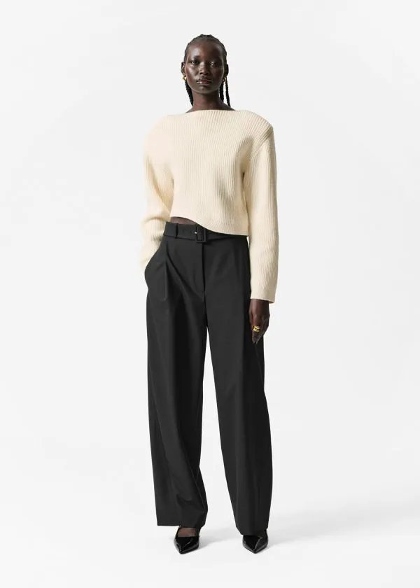 Women Trousers and Other Stories Tailored BarrelLeg Trousers Black