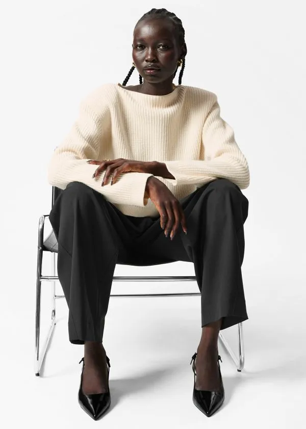Women Trousers and Other Stories Tailored BarrelLeg Trousers Black