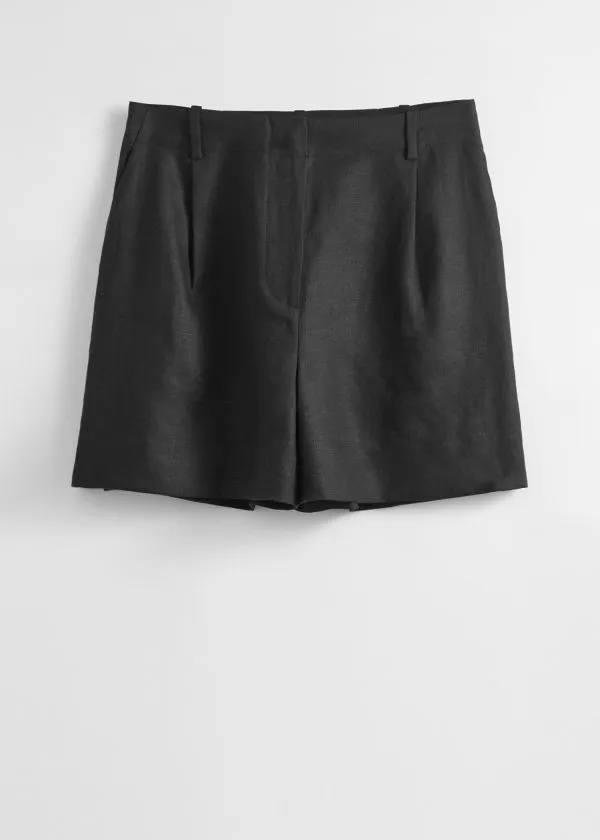 Women Trousers and Other Stories Tailored Linen Shorts Black
