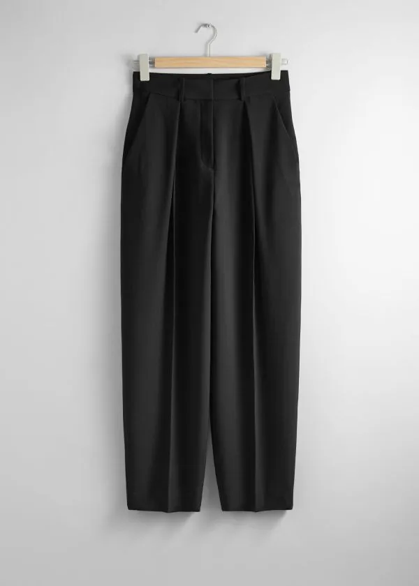 Women Trousers and Other Stories Tailored Tapered Trousers Black