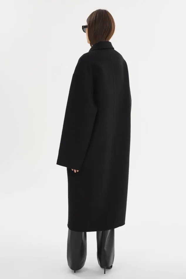 Women TWILA Wool Scarf Coat Black LAMARQUE Wool
