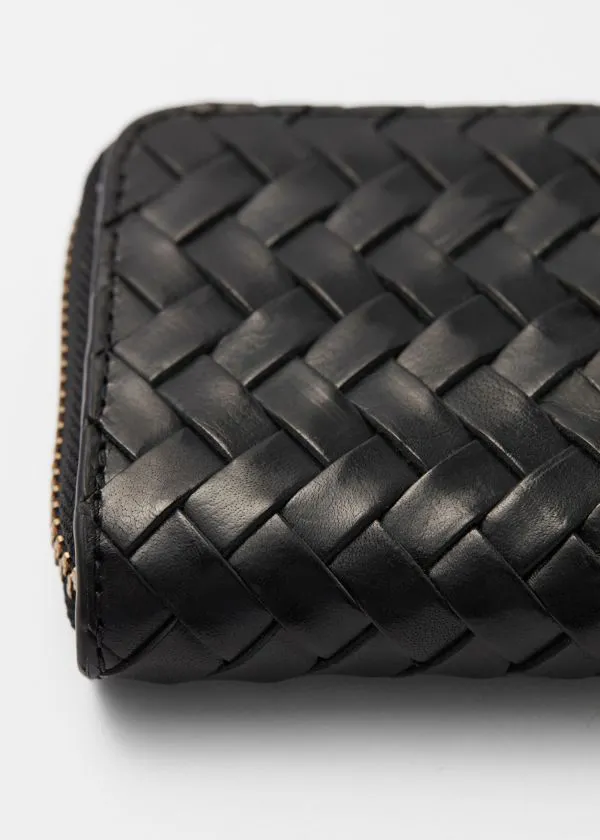 Women Wallets and Other Stories Braided Leather Wallet Black