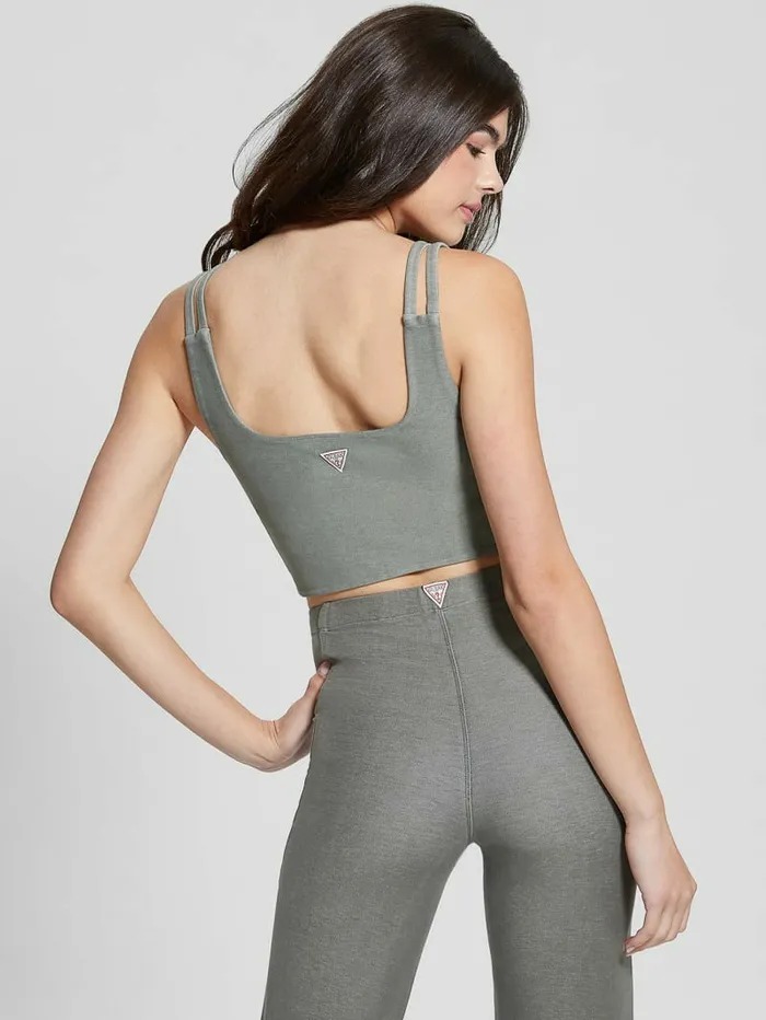 Women Washed Crop Top Colored Grey Multi Activewear GUESS