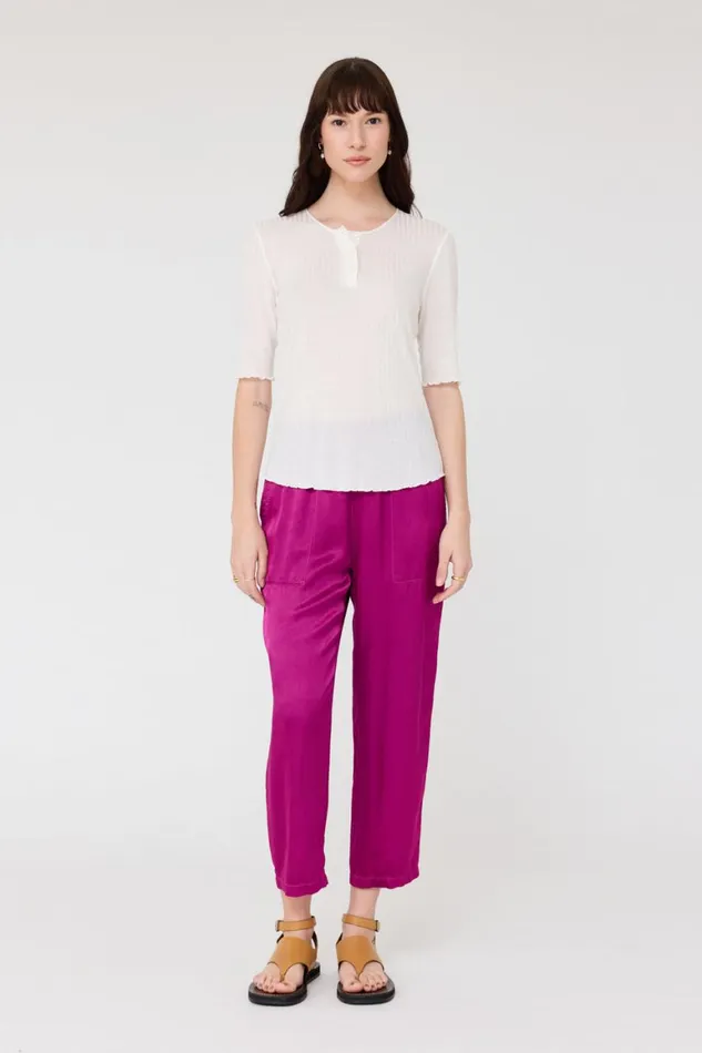 Women Washed White Henley Zulu Top Raquel Allegra Tops