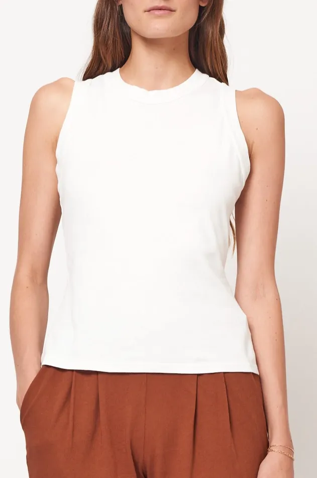 Women Washed White Leigh Tank Top Raquel Allegra TShirts