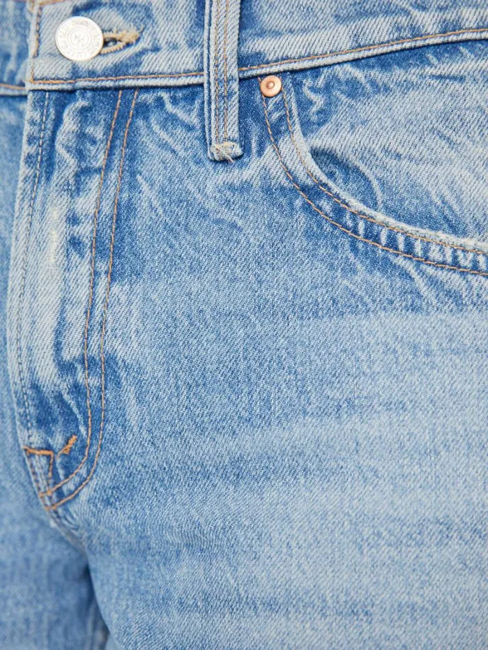 Women Wide Leg Mother Denim The Down Low Spinner Hover Wash Holey Roller