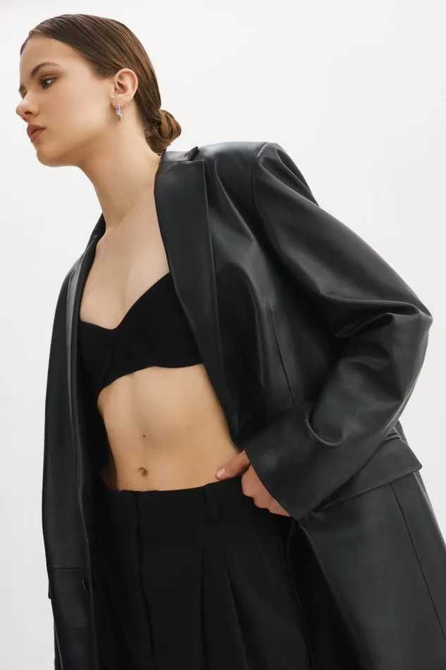 Women WILHELMINA Leather Trench Black LAMARQUE Trench Coats Women WILHELMINA Leather Trench Black LAMARQUE Trench Coats