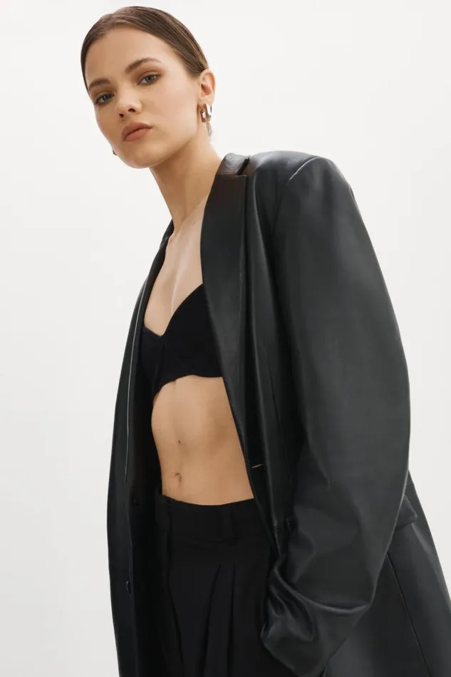 Women WILHELMINA Leather Trench Black LAMARQUE Trench Coats Women WILHELMINA Leather Trench Black LAMARQUE Trench Coats