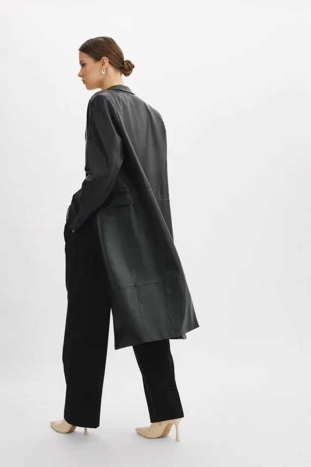 Women WILHELMINA Leather Trench Black LAMARQUE Trench Coats Women WILHELMINA Leather Trench Black LAMARQUE Trench Coats