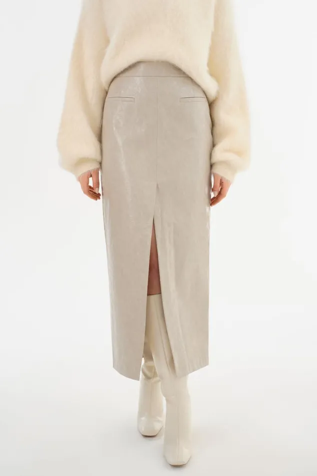 Women YVETTE Faux Leather Maxi Skirt Clay LAMARQUE Skirts