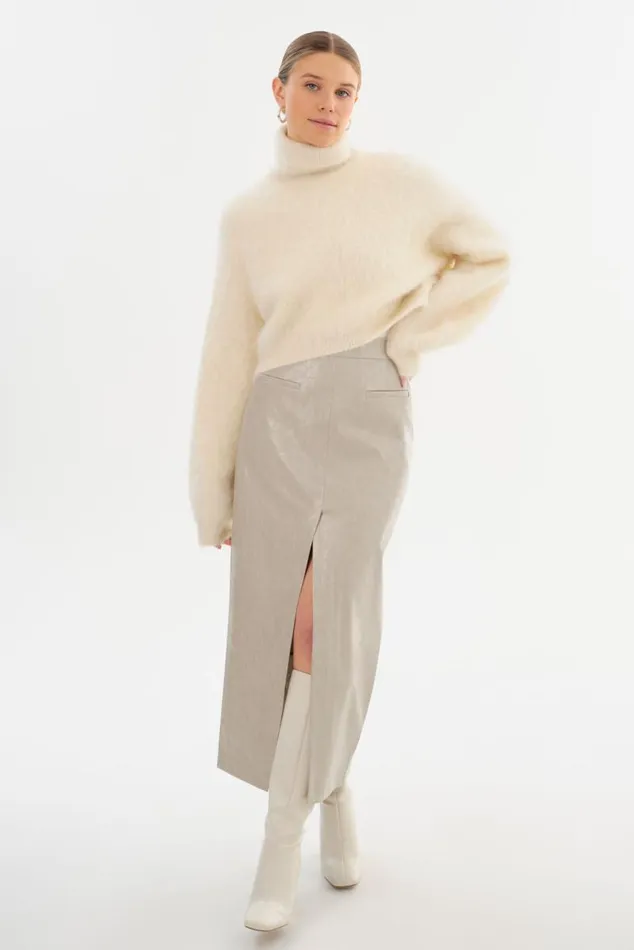 Women YVETTE Faux Leather Maxi Skirt Clay LAMARQUE Skirts Women YVETTE Faux Leather Maxi Skirt Clay LAMARQUE Skirts