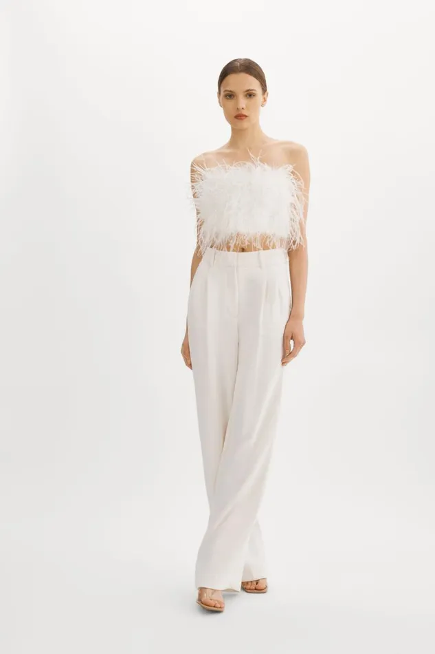 Women ZAINA Feather Bustier White LAMARQUE Tops Women ZAINA Feather Bustier White LAMARQUE Tops