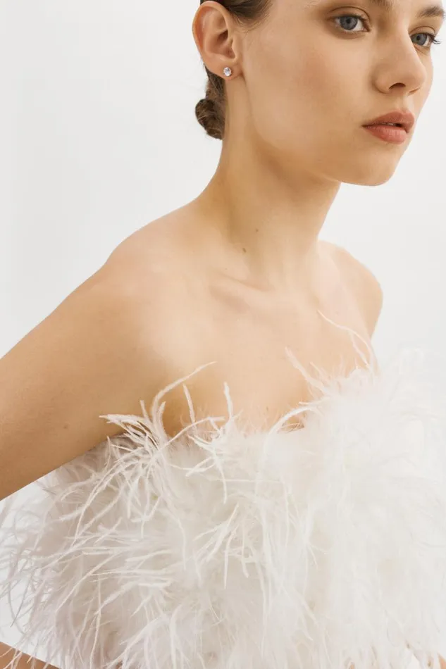 Women ZAINA Feather Bustier White LAMARQUE Tops Women ZAINA Feather Bustier White LAMARQUE Tops