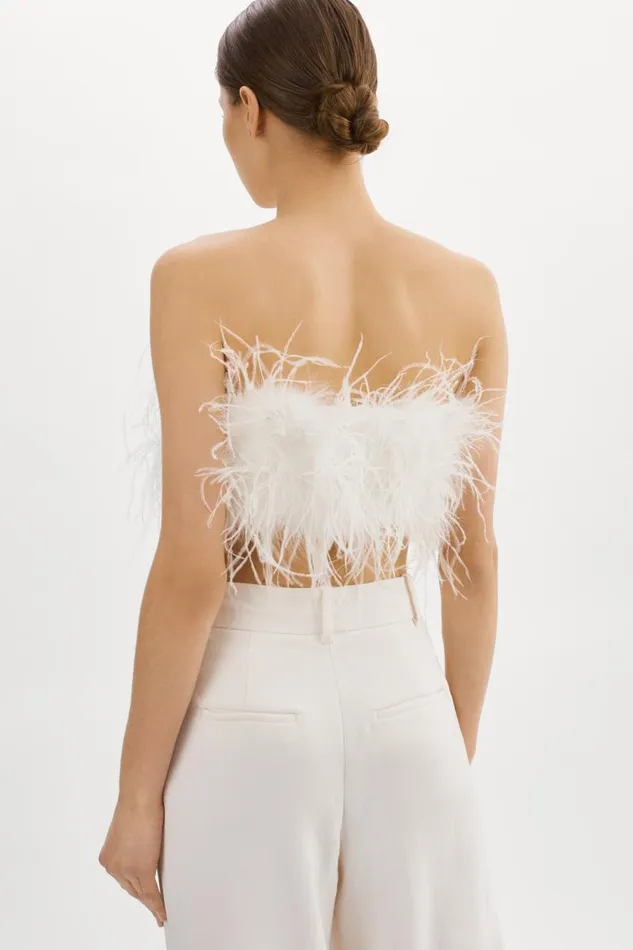 Women ZAINA Feather Bustier White LAMARQUE Tops Women ZAINA Feather Bustier White LAMARQUE Tops