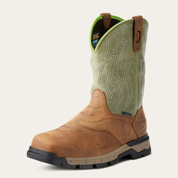 Work Boots Men Ariat Rebar Flex Western Waterproof Work Boot Rye Brown