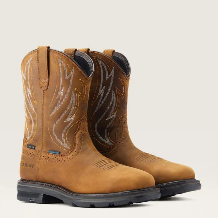 Work Boots Men Ariat Sierra Shock Shield Waterproof Steel Toe Work Boot Distressed Brown Work Boots Men Ariat Sierra Shock Shield Waterproof Steel Toe Work Boot Distressed Brown