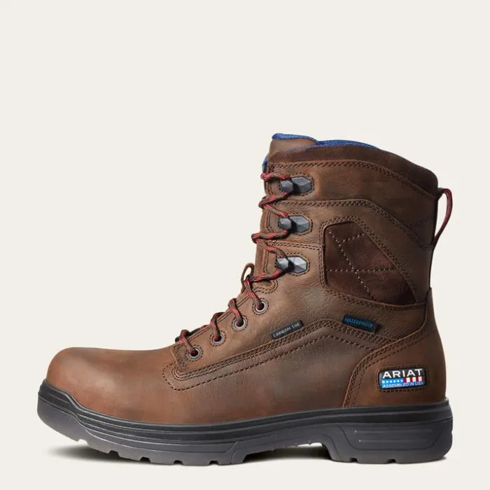 Work Boots Men Ariat Turbo 8034 USA Assembled Waterproof Carbon Toe Work Boot Rich Brown