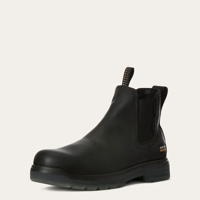 Work Boots Men Ariat Turbo Chelsea Waterproof Carbon Toe Work Boot Black