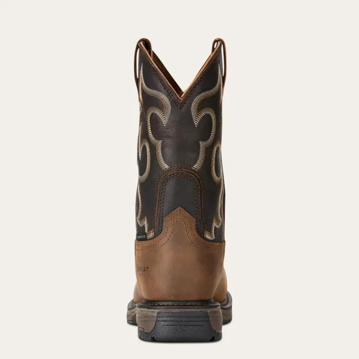 Work Boots Men Ariat WorkHog Wide Square Toe 400g Waterproof Composite Toe Work Boot Rye Brown