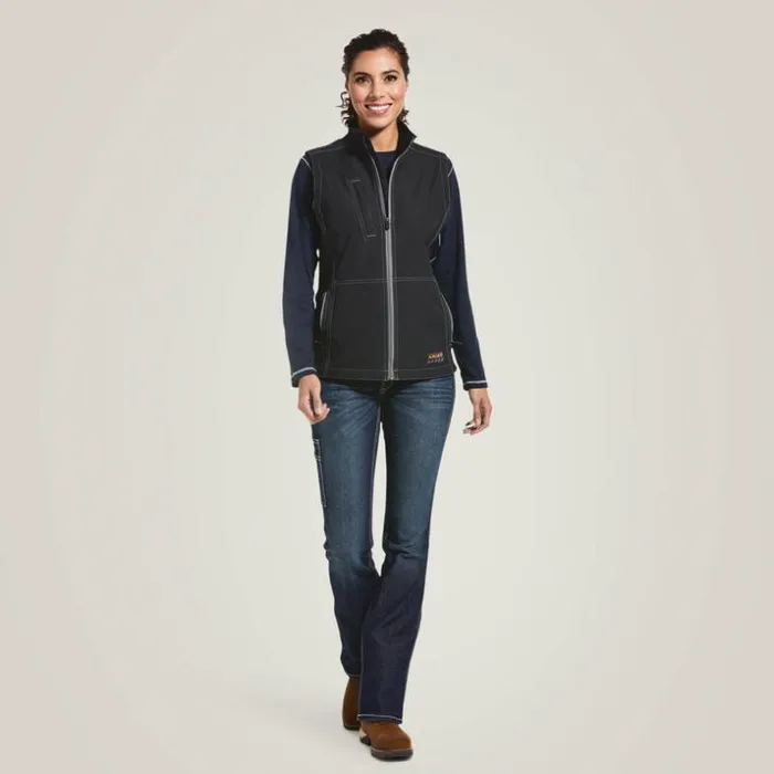 Workwear Women Ariat Rebar Stretch Canvas Softshell Vest Black Workwear Women Ariat Rebar Stretch Canvas Softshell Vest Black