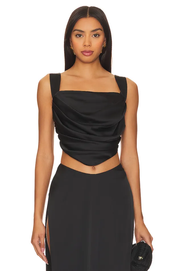 X Rachel Adle Satin Top Black Women Lovers and Friends Tops