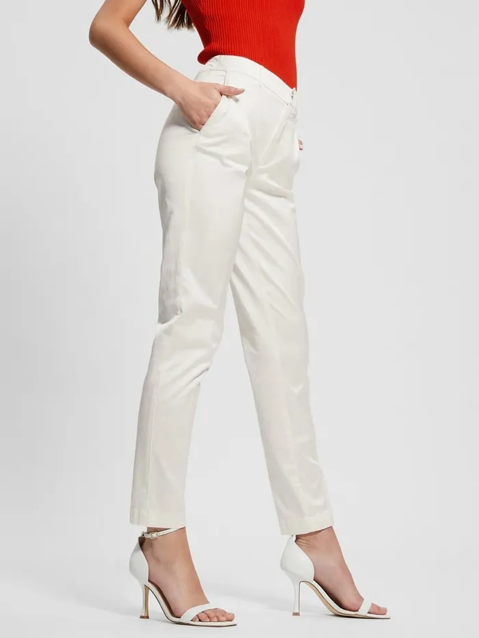 Zoe Satin Pants Cream White Multi Women Bottoms GUESS Zoe Satin Pants Cream White Multi Women Bottoms GUESS
