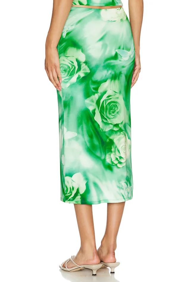 Zura Midi Skirt Green Rose Swirl Women Lovers and Friends Skirts Zura Midi Skirt Green Rose Swirl Women Lovers and Friends Skirts